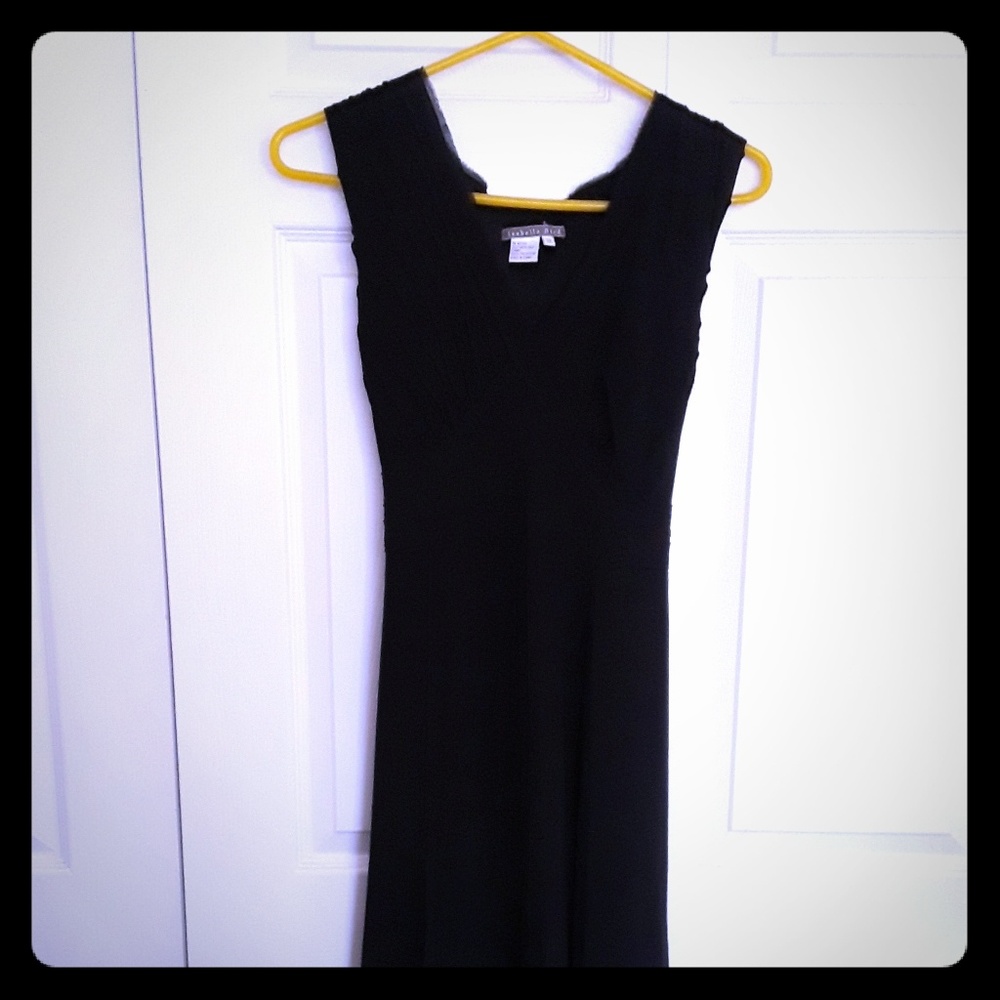 Isabella Bird long Black Dress. Short Sleeve